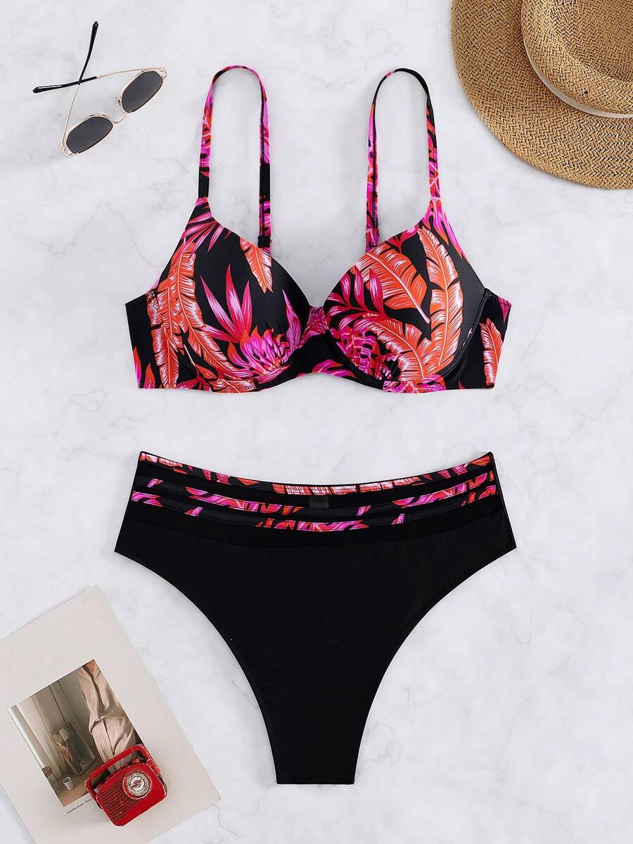 Plus Size Bikini Sets - 黑色 - 查看 1