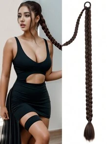 1入組多種尺寸的diy馬尾辮,附帶各種顏色的髮帶:黑色、粉色、麻色、緋紅、摩卡棕色、卡其色、駱駝色和紅色,簡潔而多樣化,適合初學者,適合女士佩戴,具有柔軟的人造纖維延伸顯示造型,時尚的合成編織髮飾,適合各種場合佩戴,如日常、聚會、假期和新年慶祝活動 - 亞麻棕 - 查看 2