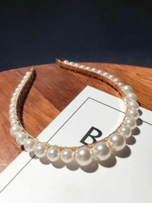 1個歐美風格手工珍珠髮飾,女士時尚頭箍、髮夾、髮帶,適用於所有髮質 - 白色 - 查看 6