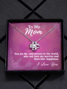 1入組『給我美麗的媽媽』鋯石愛結項鍊,送給媽媽的禮物,母親節禮物 - 彩色 - 查看 15