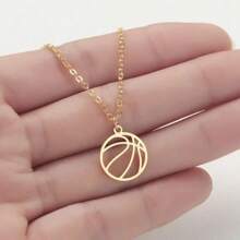 1pc Hip-Hop Stainless Steel Basketball Pendant Necklace, Simple Charm Basketball Sport Collarbone Chain Jewelry For Girls Boys Basketball Player Necklace Accessory - Basketball - View 10