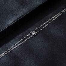 1入組925純銀雙層1ct莫桑石手鍊,卵形實驗室合成鑽石鏈環,適合女性求婚禮物 - 銀色 - 查看 5