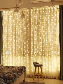 1 件窗帘灯，带挂钩的音乐 LED 灯光秀，房间装饰灯，白色、温暖、多彩、USB 供电、可调光、遥控、8 种模式、3m * 3m-300 灯、2m * 3m-200 灯，多种尺寸可供选择 - 彩色 - 查看 9