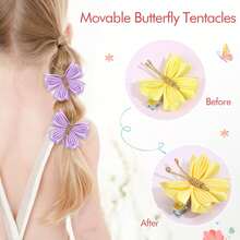 Oaoleer 16PCS 2" Butterfly Hair Clips For Girls, Colorful Tulle Hair Bows Little Butterfly Hair Pins Wedding Hair Accessories For Baby Toddler Infant Kid Girls Women Birthday Halloween Cosplay - bướm satin - Xem 5