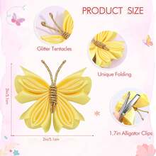 Oaoleer 16PCS 2" Butterfly Hair Clips For Girls, Colorful Tulle Hair Bows Little Butterfly Hair Pins Wedding Hair Accessories For Baby Toddler Infant Kid Girls Women Birthday Halloween Cosplay - bướm satin - Xem 4
