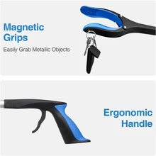 Outil de saisie de grabber de 32 po à aimant pour personnes âgées, leviers légers supplémentaires avec griffe pliable pratique et allongée, aide à la mobilité avec mâchoire rotative pour ramassage des ordures, collecteur de déchets, extension de bras, équipement de camping