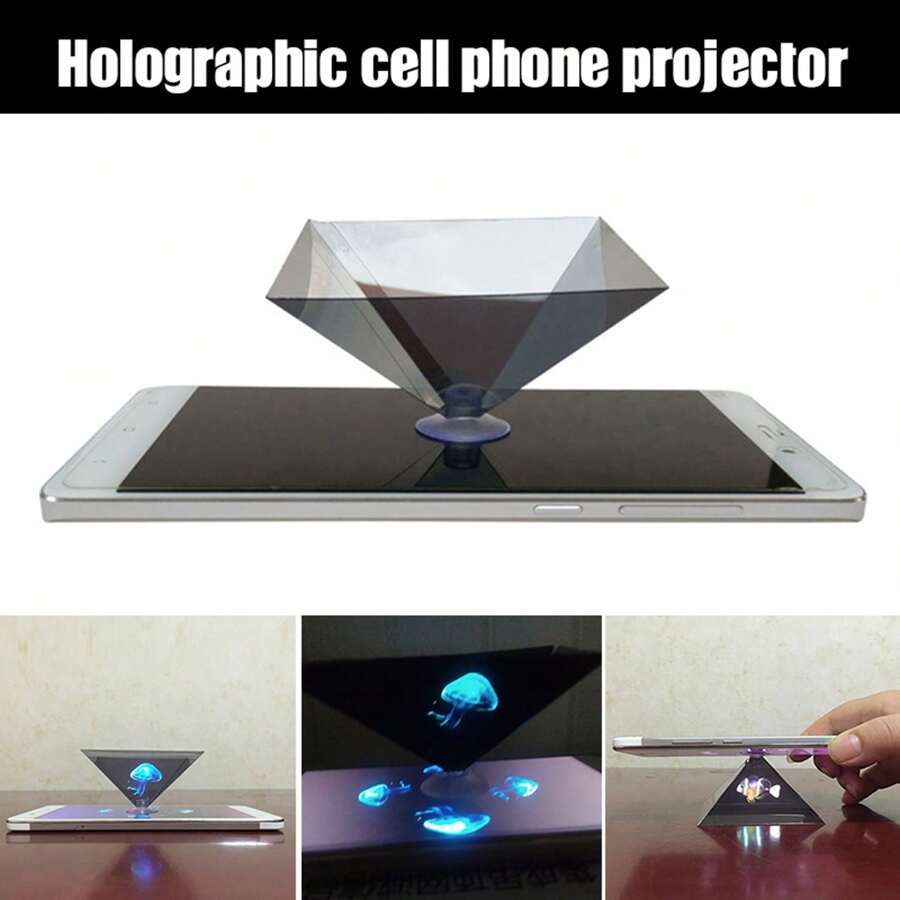 Durable And Portable 3d Holographic Projector, 360 Degree Holographic Mobile Phone Projector, Universal Mini Projector For Smartphone - Transparent - View 1