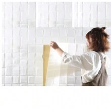5/10/15/20pcs 3D墙瓷砖贴纸，格子泡沫自粘防水防潮天花板贴纸，易贴易撕，易清洁自由裁剪，适用于厨房客厅浴室走廊，装修贴纸可撕墙板，墙纸，壁纸，春季装饰用品让您的家焕然一新，拉玛装饰贴纸 - 白色 - 查看 6
