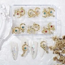 1盒/12入組合金月形美甲裝飾品 - 彩色 - 查看 2