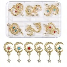 1盒/12入組合金月形美甲裝飾品 - 彩色 - 查看 1