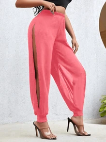 Pantalon arabe con abertura en piernas ajustable de moda - Rosa - Ver 1