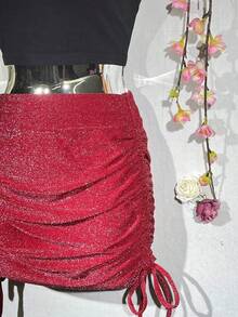Women Skirts - 紅色 - 查看 2