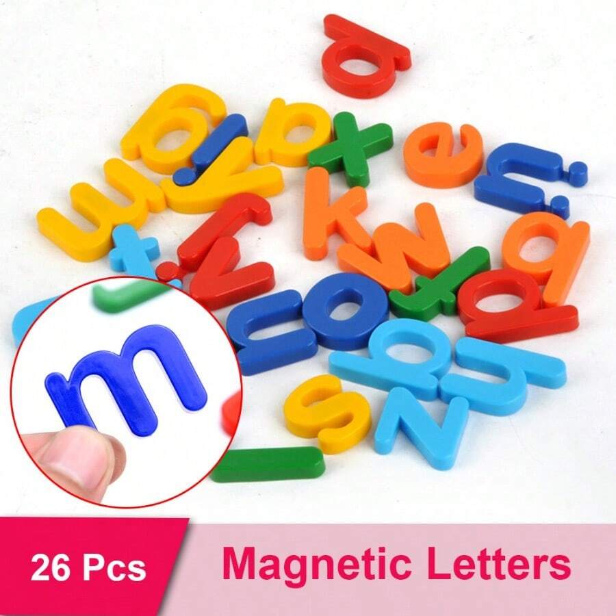 26 Piezas Letras Magnéticas De Alfabeto Mayúsculas/minúsculas Abc En La Nevera Las Pegatinas De Decoración Los Juguetes De Aprendizaje Montessori De Ortografía Para Niños - Verde militar - Ver 1