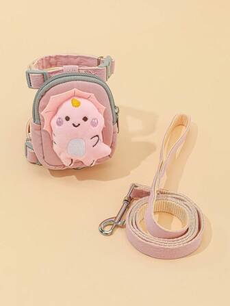 2入組卡通3d可愛粉色毛絨恐龍裝飾品,可裝點點心包或bb包,配有寵物項圈和繩索