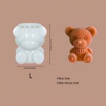 3d矽膠泰迪熊冰塊模具,卡通冰塊盤 - 白色+L - 查看 2