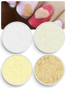 1 Set Of 4 Bottles Of Velvet Powder Nail Art Decor, Powder Pink, Apricot, Yellow, Milk White, For Gothic, Sweet Style Nails, Suitable For Night Club, Party, Music Festival, Gathering, Dinner, Holiday - Beige - View 2