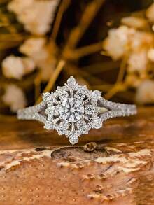 1枚浪漫立方氧化鋯女戒,情人節禮物,婚禮訂婚紀念日派對珠寶 - 1# - 查看 8