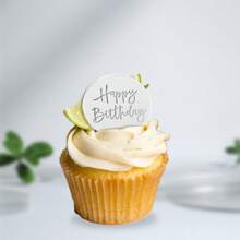 5 cái/10 cái/20 cái Đồ trang trí bánh cupcake mừng sinh nhật bằng nhựa Acrylic hình tròn màu vàng dùng trang trí bánh tráng miệng DIY, thẻ chèn, vật dụng tiệc sinh nhật - Nhiều màu - Xem 4
