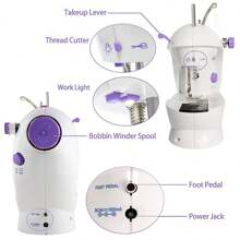 1 Mini Sewing Machine for Beginners, Sewing Machine for Quick Stitching, Portable Sewing Machine Suitable for Home, Travel and DIY, Electric Handheld Sewing Machine for Beginners, - White - View 7