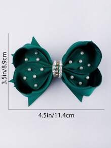 1pc Dark Green Bubble Flower & Pearl Decor Bowknot Hair Clip