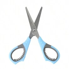Dual-Colored Handle Soft Grip Scissors, Small Paper-Cut Scissors, Office Paper Trimmer, Safe Scissors For Handcrafting - Baby Blue - View 5
