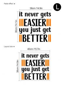 mama look 1片多色啟發式英文名言自黏式牆貼,適用於臥室客廳裝飾 - 亮橙色 - 查看 4