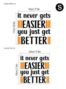 mama look 1片多色啟發式英文名言自黏式牆貼,適用於臥室客廳裝飾 - 亮橙色 - 查看 2