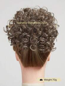 8英寸65克合成亂糟糟海浪卷髮鬆散髮髻髮片,女士用彈性拉繩包覆 - 亞麻棕 - 查看 4