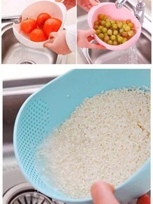 1入家用廚房帶濾網的米洗器,米飯清潔工具套裝,米飯沥水器和过滤器,水沥干的筐子 - 白色 - 查看 4