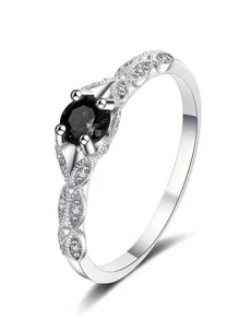 1 件时尚方晶锆石戒指，适合女士情人节礼物，结婚订婚周年派对珠宝 - 5# - 查看 2