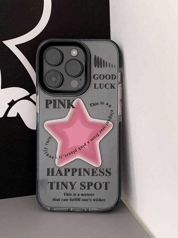 1pc Cool Transparent Black Colorful Edge 5-Pointed Star Shockproof Full Body TPU+PC Phone Case Compatible With Iphone 13 14 15 Pro Max, 11 12 Pro Max 16 16 Pro 16 Pro Max 16 Plus 16e, X XR XS Max 7 8 Plus 13 Mini 12 Mini, Fashion Men Women 7 Plus 12 Pro 11 Pro Max 14 Pro 14 Plus 15 Plus Cute Design Waterproof Anti-Fall Scratch Resistant