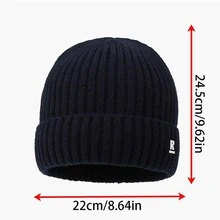 1pc New Style Men's Knitted Hat With Thermal Lined , Ear Protection And Fashionable Patch Decor For Outdoor Activities - Khaki - View 9