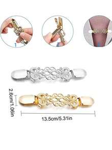 復古開衫卡通别针，鑲有钻石的襯衫別針，空心花形紗巾扣，女士毛衣胸針扣，防曬開衫鈕扣領夾1入 - 黃色 - 查看 2