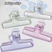2pcs/Set Transparent Candy-Colored Large Acrylic Clip, Ins Style Stationery For Students To Organize Files And Journals - Purple - View 8