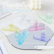 2pcs/Set Transparent Candy-Colored Large Acrylic Clip, Ins Style Stationery For Students To Organize Files And Journals - Purple - View 1