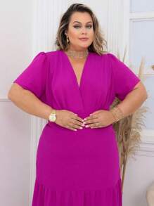 Vestido Madrinha De Casamento Manga Elegante Linha Gold - Fúcsia - Visão 3