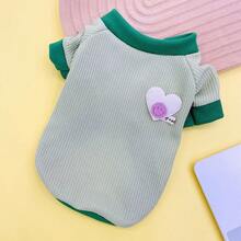 可愛公主風格寵物服裝 - 狗狗連帽衫,馬卡龍色塊和鬆餅格子設計,適用於秋天和泰迪 - 黃色 - 查看 5