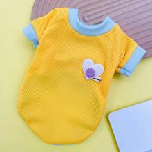 可愛公主風格寵物服裝 - 狗狗連帽衫,馬卡龍色塊和鬆餅格子設計,適用於秋天和泰迪 - 黃色 - 查看 6