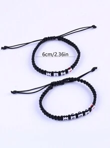 1對他和她的心形手工可調情侶手鍊 - 情侶手繩 - 查看 3