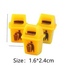 5pcs/Set Creative 3d Simulation Garbage Can Micro Landscape Decoration Diy Accessory Miniature Figurine - Yellow - View 2