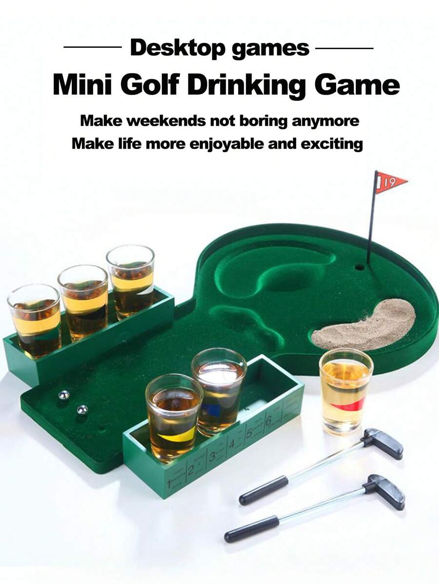 1 件酒吧遊戲迷你高爾夫球套裝,成人減壓休閒娛樂遊戲,派對酒吧玩具,飲酒道具,室內辦公室減壓桌上遊戲玩具,聖誕節和復活節禮物