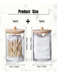 2pcs/Set Bamboo Lid Transparent Cleaning Rod Storage Box, U-Shape Opening Organizer - White - View 2