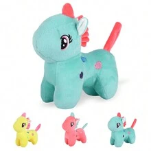 卡通毛絨娃娃可愛釘珠玩具獨角獸動物毛絨玩具枕頭適用於兒童成人聖誕獎品生日派對禮物 - 藍色 - 查看 1