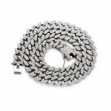 1 Pieza Collar De Cadena De Hielo Cristalizado Personalizado Para Hombre, Estilo De Moda Para Hip-hop, Rock, Rapero, Regalo De Joyería De - Plateado - Ver 3