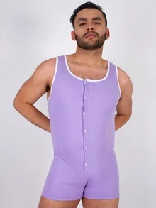 Hombres pijama de cuerpo completo - Lila Púrpura - Ver 2
