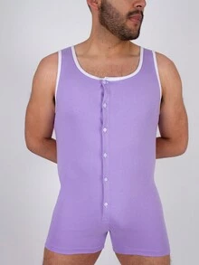 Hombres pijama de cuerpo completo - Lila Púrpura - Ver 3