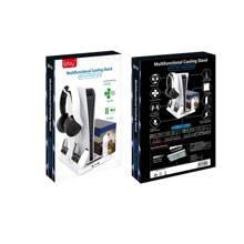 JOMAA 支架冷却站，带 RGB 灯冷却风扇，双控制器充电器，兼容游戏配件 - 白色 - 查看 3