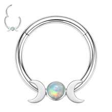 1 Miếng 16G Vòng mũi Vòng CZ Opal 316L Thép y tế Hoa tai Septum Bản lề Bộ phận Vòng Môi Xỏ lỗ tai Đồ trang sức , Vỏ sò Nhẫn , Xoắn ốc Nghiên cứu , Xuyên , Xuyên Giường đôi tiêu chuẩn , Hạt tai Septum Nhẫn - Bạc - Xem 12