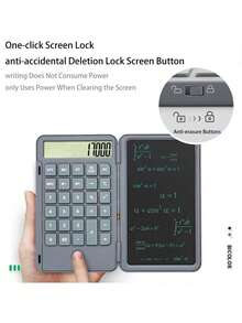 Rechargeable Calculator With Folding Lcd Writing Pad, Portable Scientific Calculator For Office Use - [Flagship Model] White - View 3