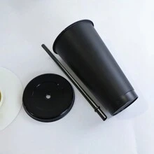 1 件/5 件/6 件可重复使用的 24 盎司玻璃杯，配有吸管和免费盖子，适合派对和外出饮用的冷咖啡杯，非常适合婚礼/生日派对/节日，可清洗和重复使用， - 淺藍色 - 查看 11